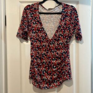 Navy red and brown cross over Boden top